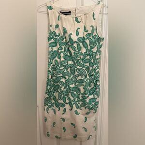 Nine West White Dress with Green Paisley